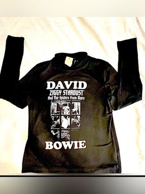NWT David Bowie Ziggy Stardust Mock Neck Top Boxy Fit L